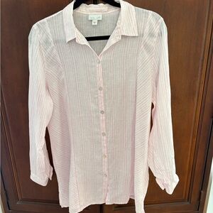 J Jill Pink Striped Button-Up Linen Shirt
Size M. Very good condition